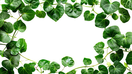 Beautiful green frame with leaves on a transparent background