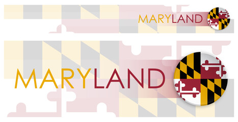 Maryland US state horizontal web banner in modern neomorphism style. Webpage Maryland election header button for mobile application or internet site. Vector