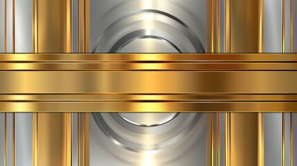 Create an art deco-inspired design with two horizontal bars in gold and silver ideal for adding text  AI generated illustration