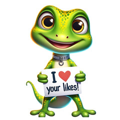Obraz premium Social Media Disco Gecko's Gratitude Charming Thank You for Engagement 