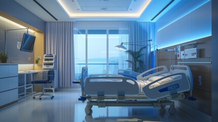 Creating smart hospital rooms for improved patient experience  AI generated illustration - obrazy, fototapety, plakaty