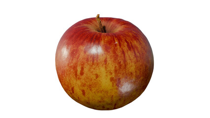 a red apple with a yellow center on a white background