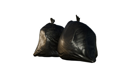 two bags of garbage are shown against a white background