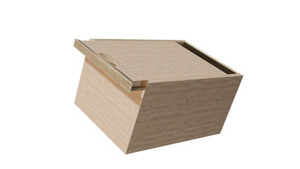 a wooden box with a lid open