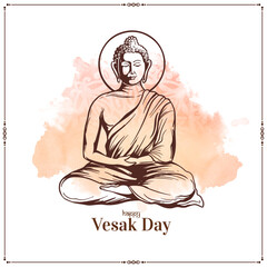 Happy Buddha purnima or Vesak day card with gautam buddha design