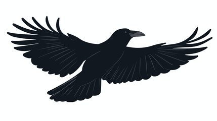 Vector silhouette of the Crow in flight. flat vector