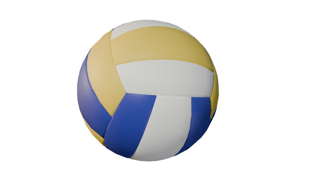 a volleyball ball with a blue and yellow stripe