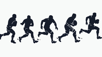 Fototapeta na wymiar Rugby men players silhouette Flat vector isolated 