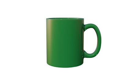 a green coffee mug with a white background