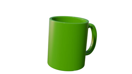 a green mug with a handle on a white background