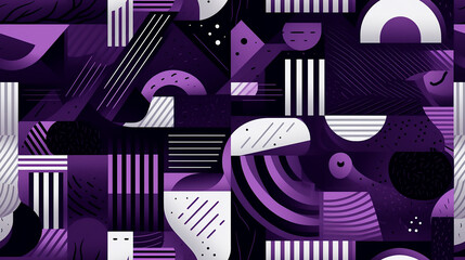 creative graphic background, violet, white and black shapes, dots and lines , repetitive tile background