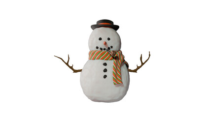 a snowman with a hat and scarf on