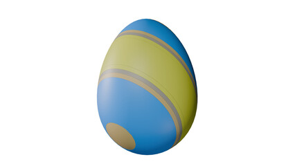 a blue and yellow egg with a yellow stripe