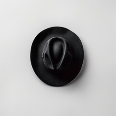 Classic Black Fedora Hat on White Surface. - obrazy, fototapety, plakaty