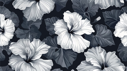 Seamless tropical flower hibiscus pattern. Vector 