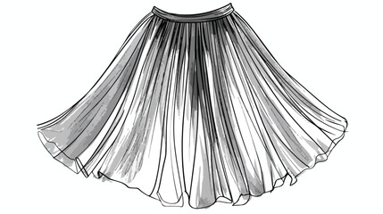 Skirt hand drawn vector illustration black on white 