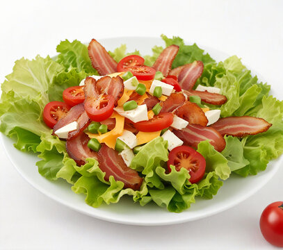 Bacon salad, cut out on white background