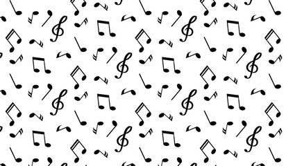 music symbol pattern in doodle style drawn with a pencil. Music symbol on a white background. Music lovers