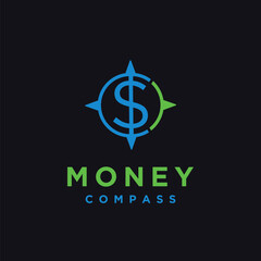 Obraz premium Minimalist money and compass logo icon