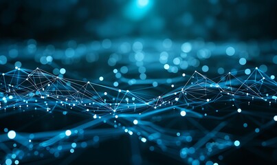 Obraz premium Tech Background, Interconnected Cyber Cells, Quantum Computing, Global Data Connection