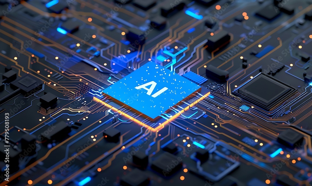 Leinwandbilder Innovative AI Machine Learning Integration Enhancing Tech and Electronics with AI Processor 