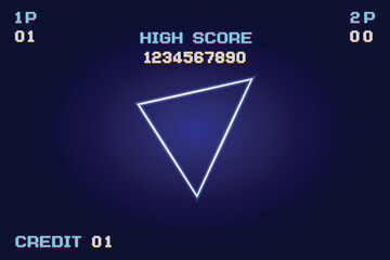 Retro games for game assets in retro futuristic sci-fi background vector illustration. Glowing neon from an old arcade