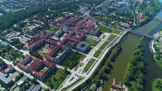 Beautiful Landscape Glogow River Odra Aerial View Poland