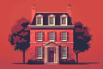 Foto op Canvas List Building for Business Concept. Dark Text on Red Background with an Illustration of House Signifying England's Trade Potential © Serhii