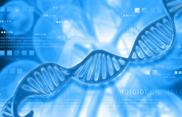 DNA strand on abstract scientific background. 3d illustration.