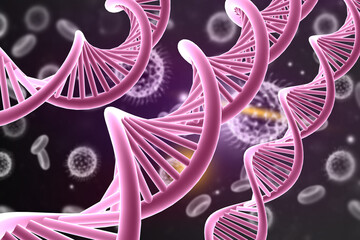 DNA strand on abstract scientific background. 3d illustration..