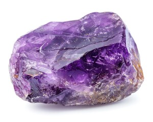Polished Amethyst Stone: Tumbled Purple Quartz Gem Isolated on White Background