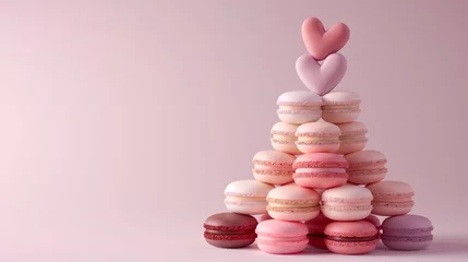 Foto op Canvas Pastel-colored heart macarons © TY