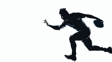 Fototapeta na wymiar The silhouette of one caucasian rugby male player isolated