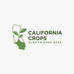 California map and crops logo, agriculture logo icon vector template on white background