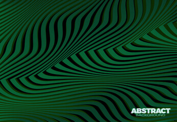 Abstract vector background with 3D wavy stripes. Excellent optical art style design template.