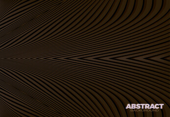 Abstract vector background with brown curved 3D stripes. Optical art style design template.