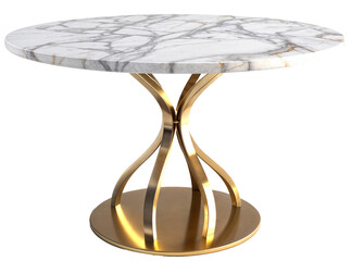 A modern small and round marble table isolated on a white background