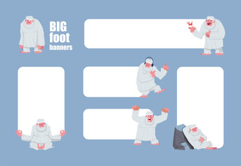 Bigfoot snow fantasy strong character near empty text box frames