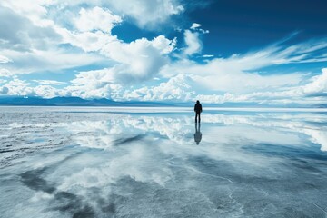 Salt flats, The otherworldly landscape of the  salt flats in Bolivia, AI generated