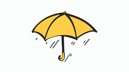 Umbrella doodle icon with a black outline Flat vector