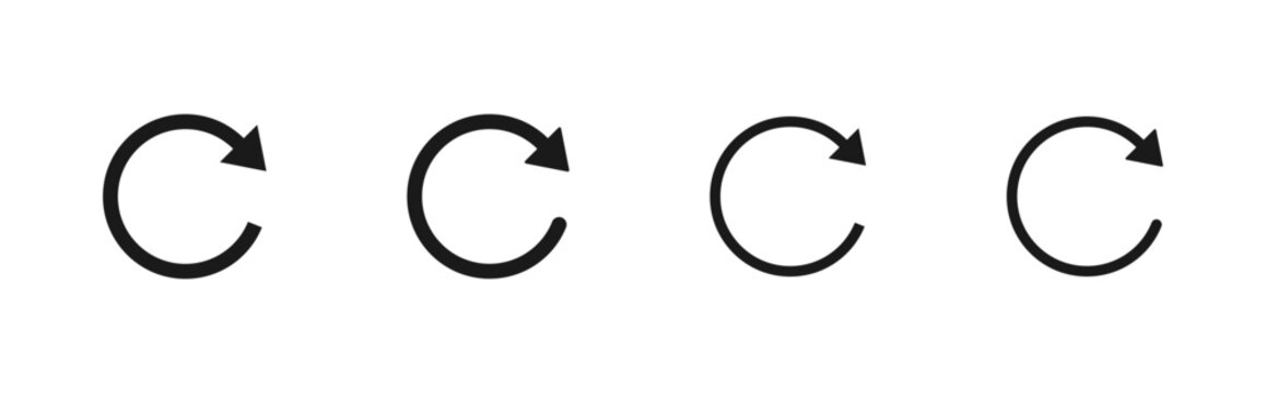 Reload button vector icon. Refresh or repeat sign for web UI design. Circular arrow reset illustration. Page update symbol isolated.