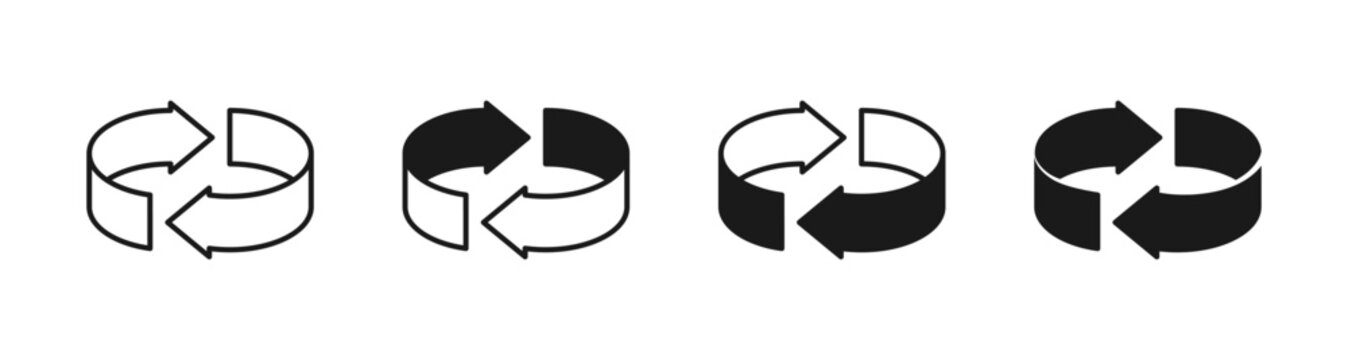 Swap or switch circle icon. Transfer, exchange, change, cycle, reverse, sync, refresh, restart, spin or flip arrows symbol. Circular arrow isometric three-dimensional 3d vector illustration isolated.