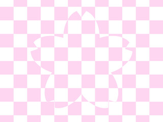市松模様桜背景：ピンクA