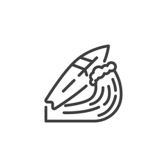 Surfboard on a wave line icon