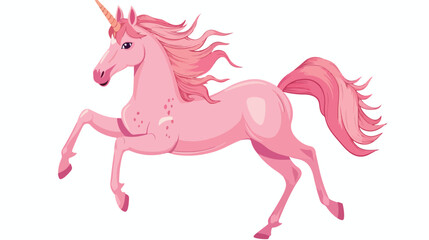Obraz na płótnie Canvas Vector flat cartoon hand drawn pink unicorn isolated