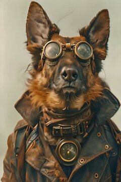 A dog is shown wearing a leather jacket and goggles in this entertaining clip. The dog struts around confidently, showing off its stylish attire to the camera