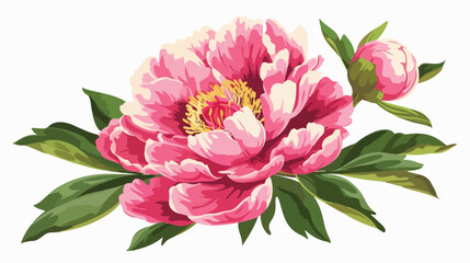 Vector illustration with beautiful peony Flat vector