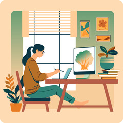 Freelance Work From Home Illustration