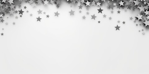 gray stars frame border with blank space in the middle on white background festive concept celebrations backdrop with copy space for text photo or presentation