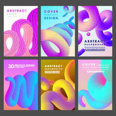 Modern design posters. Abstract colored shapes templates for cover placard wavy dynamic lines recent vector design with place for text
